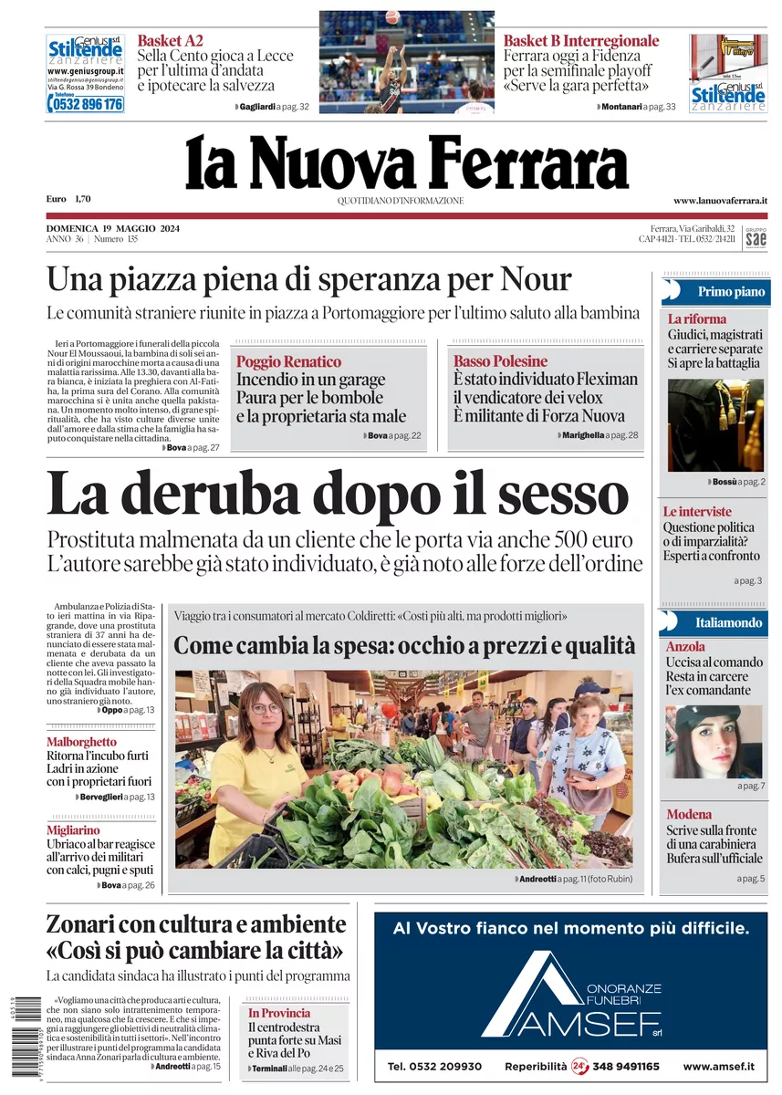 Prima-pagina-nuova ferrara-oggi-edizione-del-2024-05-19